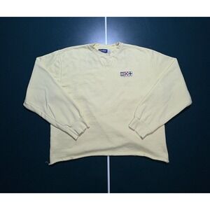 Vintage Charlevoix Michigan Crewneck Sweatshirt Mens XL Yellow Embroidered 90s